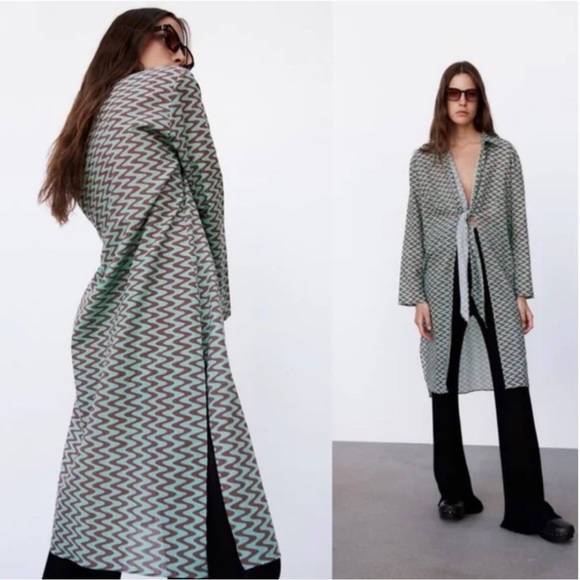 Zara Sea Green Tunic Swim Coverup sz XL NWT - Picture 2 of 7